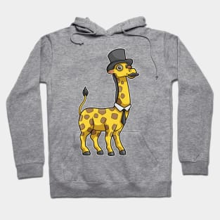 Giraffe as Gentleman with Hat, Tie and Mustache Hoodie